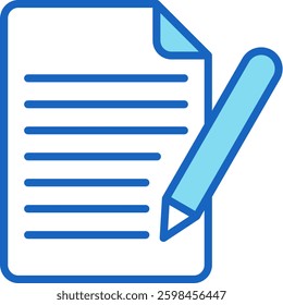 Document Icon Blue Vector Illustration