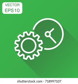 Document icon. Business concept project management pictogram. Vector illustration on green background with long shadow.