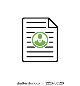 Document icon with businessman stamp, vector illustration
