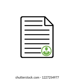 Document icon with businessman stamp, vector illustration