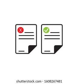 document icon  with check and cross symbol  vector illustration 
