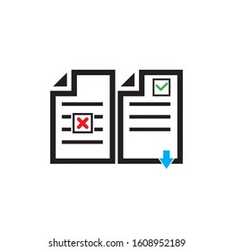 document icon  with check and cross symbol  vector illustration 