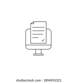 Document icon. Check Mark .Checklist on the computer screen. Vector Illustration