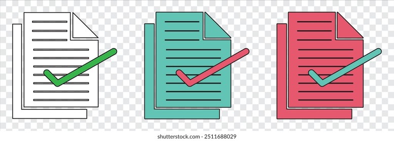 Document icon with check mark - vector icon. EPS 10.