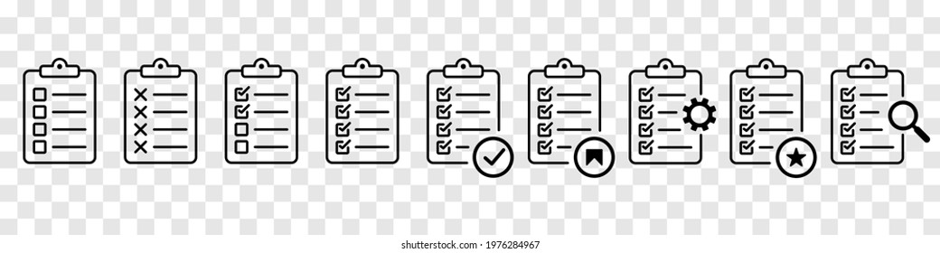 Document icon. Clipboard signs for interface design. Vector elements