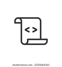 Document icon. Code icon. Office document. Programming code vector. Prepare document. Development file. Program code. Big data processing. Software development and programming. Start page. Coding icon