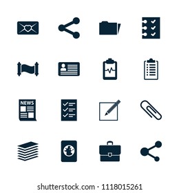 Document icon. collection of 16 document filled icons such as heartbeat clipboard, love letter, share, folder, checklist. editable document icons for web and mobile.