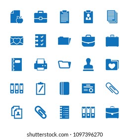 Document icon. collection of 25 document filled icons such as case, resume, printer, folder, notebook, checklist, binder, diploma. editable document icons for web and mobile.