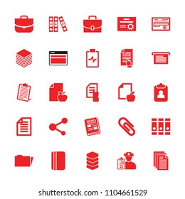 Document icon. collection of 25 document filled icons such as case, binder, paper and apple, share, doctor prescription, folder. editable document icons for web and mobile.