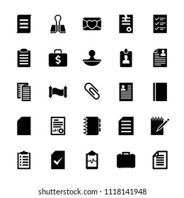 Document icon. collection of 25 document filled icons such as passport, paper, heartbeat clipboard, clipboard, stamp, case. editable document icons for web and mobile.