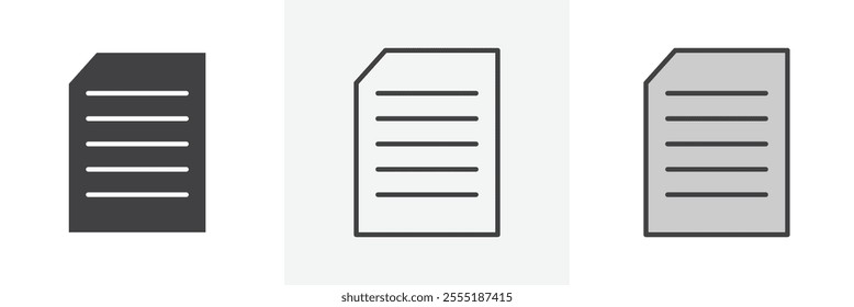 Document icon collection in black and colored style.