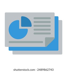 Document icon color or logo illustration flat color blue style