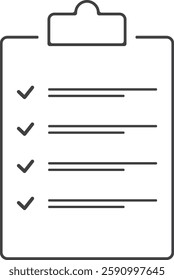 Document icon, document icon with completed tasks in the form of a test. Black and white document. Background image, vector illustration, postcard, banner. Vector.