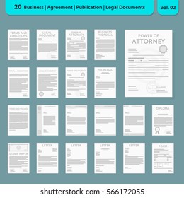 Document icon Contract Business Agreement Document collection Vector Illustration