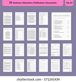 Document icon Contract Business Agreement Document collection Vector Illustration