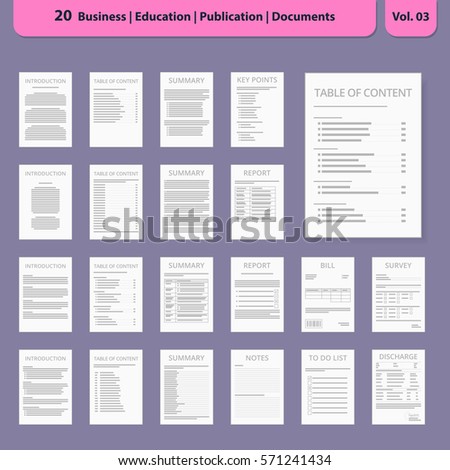 Document icon Contract Business Agreement Document collection Vector Illustration