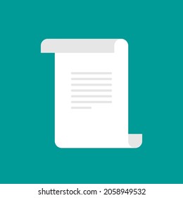 Document icon. Contract or certificate signing. Legal business agreement memorandum with stamp or validation seal. Blank or sheet of paper. Vector flat illustration. 