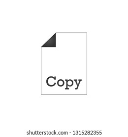 Document icon with Copy sign on it. Dublicate Paper page graphic design pictogram. Copy Office documents. Vector illustration isolated on white background.