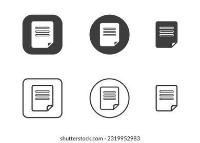 Document icon design 6 variations. Isolated on white background.