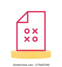Document Icon Design with Red Line Style on White Background