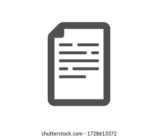 Document icon. Doc file page sign. Office note symbol. Classic flat style. Quality design element. Simple document icon. Vector