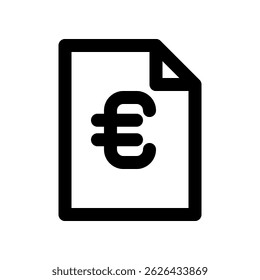Ícone do Documento com Símbolo do Euro que Representa Transações Financeiras e em Moeda