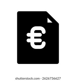 Ícone do Documento com Símbolo do Euro que Representa Transações Financeiras e em Moeda