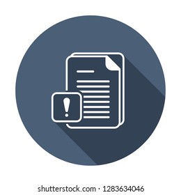 Document icon with exclamation mark. Document icon and alert, error, alarm, danger symbol. Vector icon