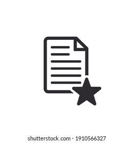 Document icon. Favorite file. Paper icon. Important document. Personal document. Star icon. Office documents. Worksheet. Application form. File sharing. File icon. Pictogram letter. Prepare document.