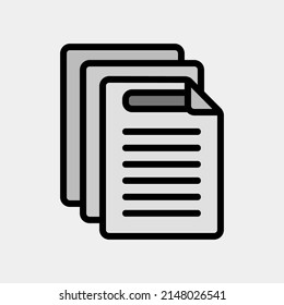 Document icon in filled line style, use for website mobile app presentation