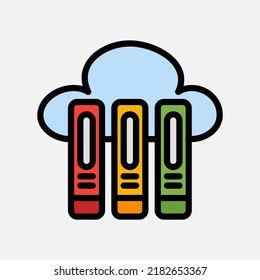 Document icon in filled line style about cloud computing, use for website mobile app presentation