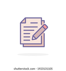 Document icon in filled outline style. For your design, logo. Vector illustration.