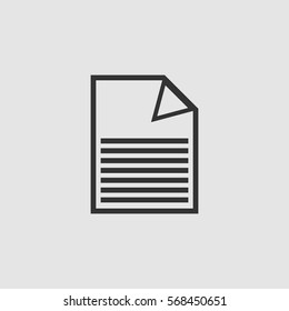 Document icon flat. Black pictogram on grey background. Vector illustration symbol