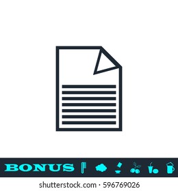 Document icon flat. Black pictogram on white background. Vector illustration symbol and bonus button