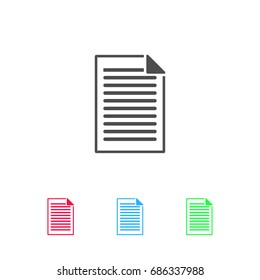 Document icon flat. Color pictogram on white background. Vector illustration symbol and bonus icons