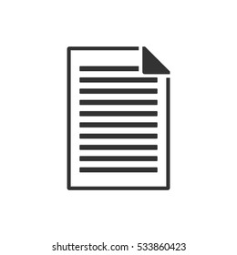 Document icon flat. Illustration isolated on white background. Vector grey sign symbol