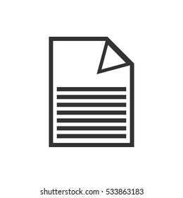Document icon flat. Illustration isolated on white background. Vector grey sign symbol