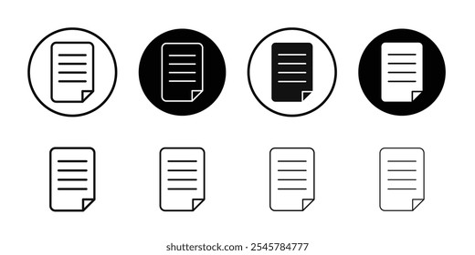 Document icon flat line symbol set.