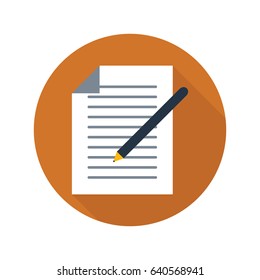 Document icon in flat style on circle for web, infographics and creative design
