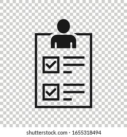 Document icon in flat style. Report vector illustration on white isolated background. Paper sheet business concept.