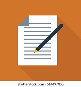 Document icon in flat style for web, infographics and creative design