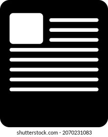 Document icon, form, sheet of paper with text.