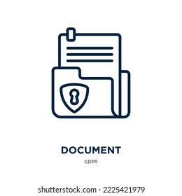document icon from gdpr collection. Thin linear document, business, data outline icon isolated on white background. Line vector document sign, symbol for web and mobile