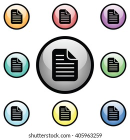 Document Icon Glass Button Icon Set