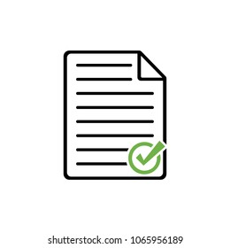 Document icon with green check mark, vector illustration