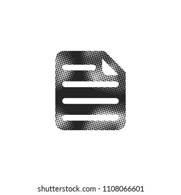 Document icon in halftone style. Black and white monochrome vector illustration.