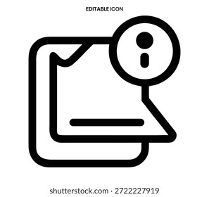 Ícone de documento com um símbolo de informação, sugerindo assistência ou detalhes importantes no arquivo.