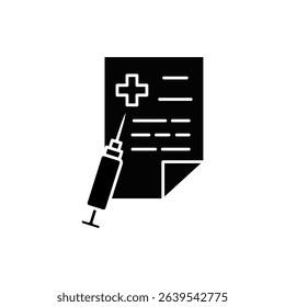 Document Icon With Injection, Health Icon, Medical Record Document, Vector Illustration, Symbol, Design Template Pictogram Logo, For Ui or Ux Isolated On White for Mobile App, Editable
