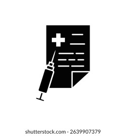 Document Icon With Injection, Health Icon, Medical Record Document, Vector Illustration, Symbol, Design Template Pictogram Logo, For Ui or Ux Isolated On White for Mobile App, Editable