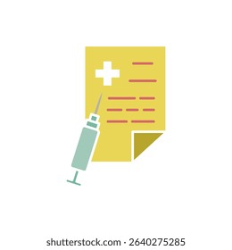 Document Icon With Injection, Health Icon, Medical Record Document, Vector Illustration, Symbol, Design Template Pictogram Logo, For Ui or Ux Isolated On White for Mobile App, Editable